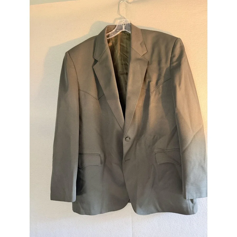 Circle S Western Blazer Sport Coat Mens 46R Gray Polyester Cowboy Jacket Classic